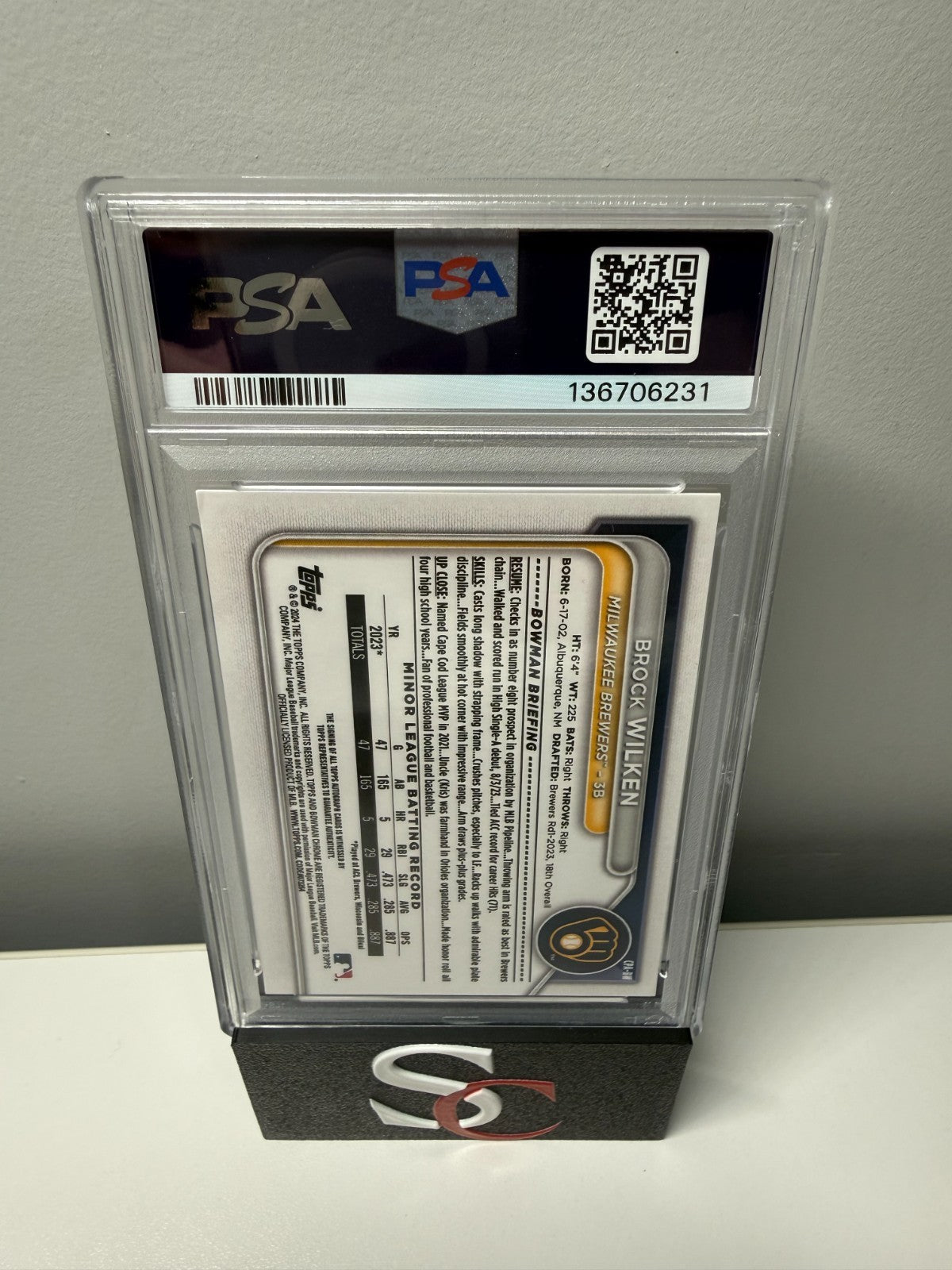 Brock Wilken 2024 Bowman Chrome 1st HTA Choice Mojo Refractor Auto /150 PSA 10