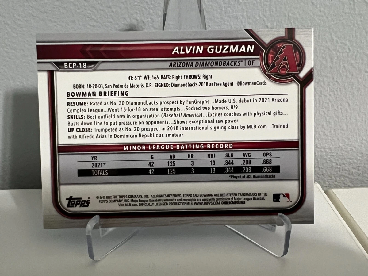 Alvin Guzman 2022 Bowman Chrome Sapphire 1st RC #BCP-18 Diamondbacks