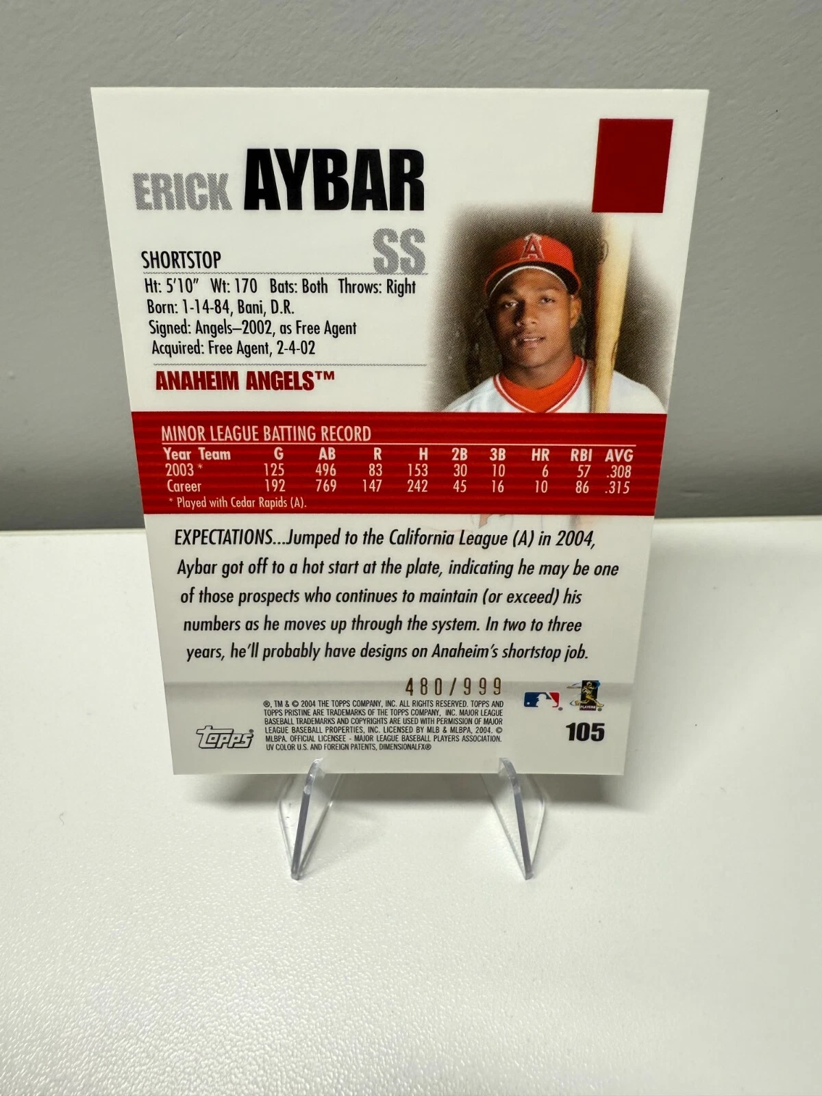 Erick Aybar 2004 Topps Pristine /999 #105 Angels