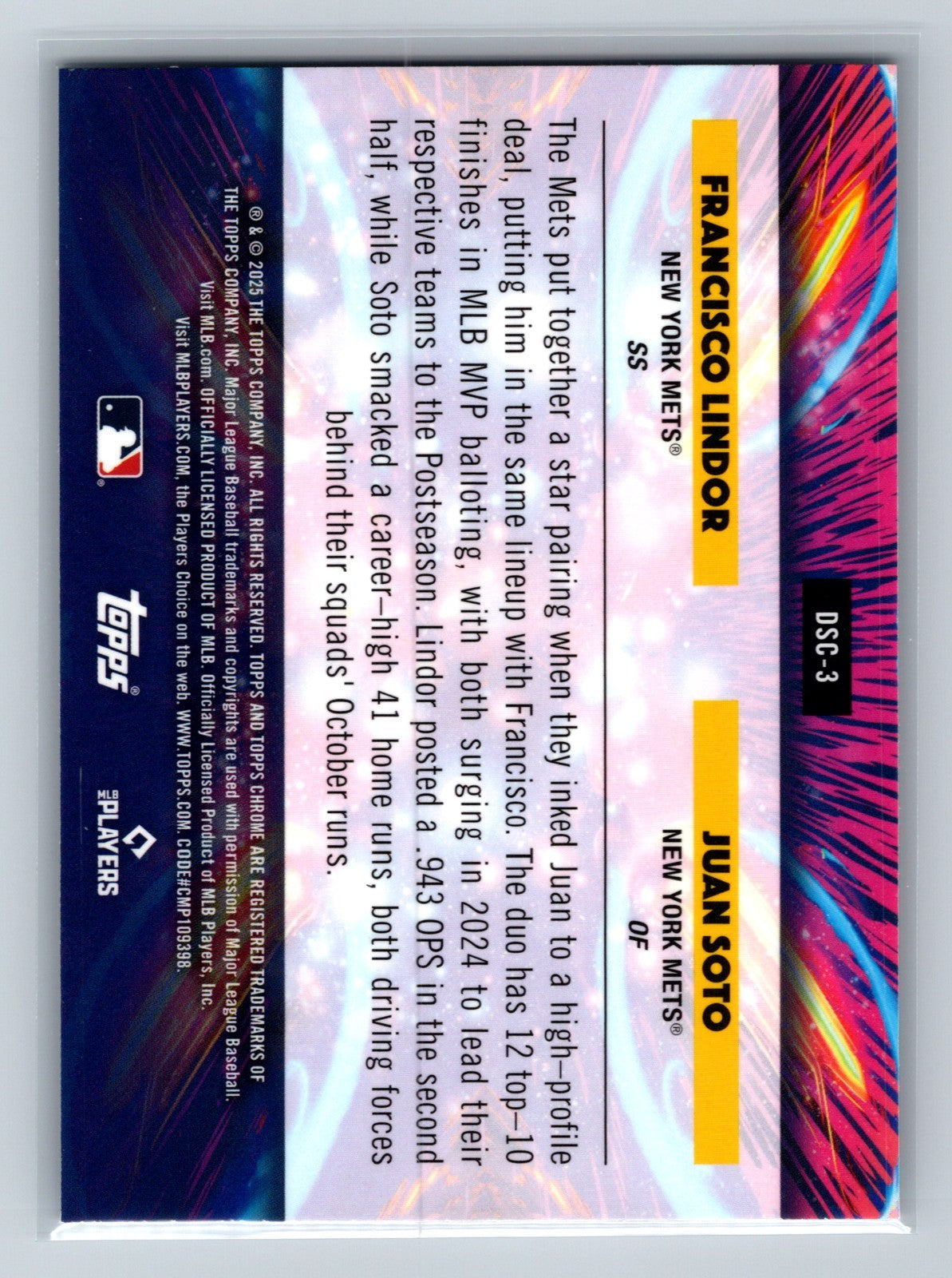 Francisco Lindor Juan Soto 2025 Topps Cosmic Chrome Dual Star Clusters #DSC-3