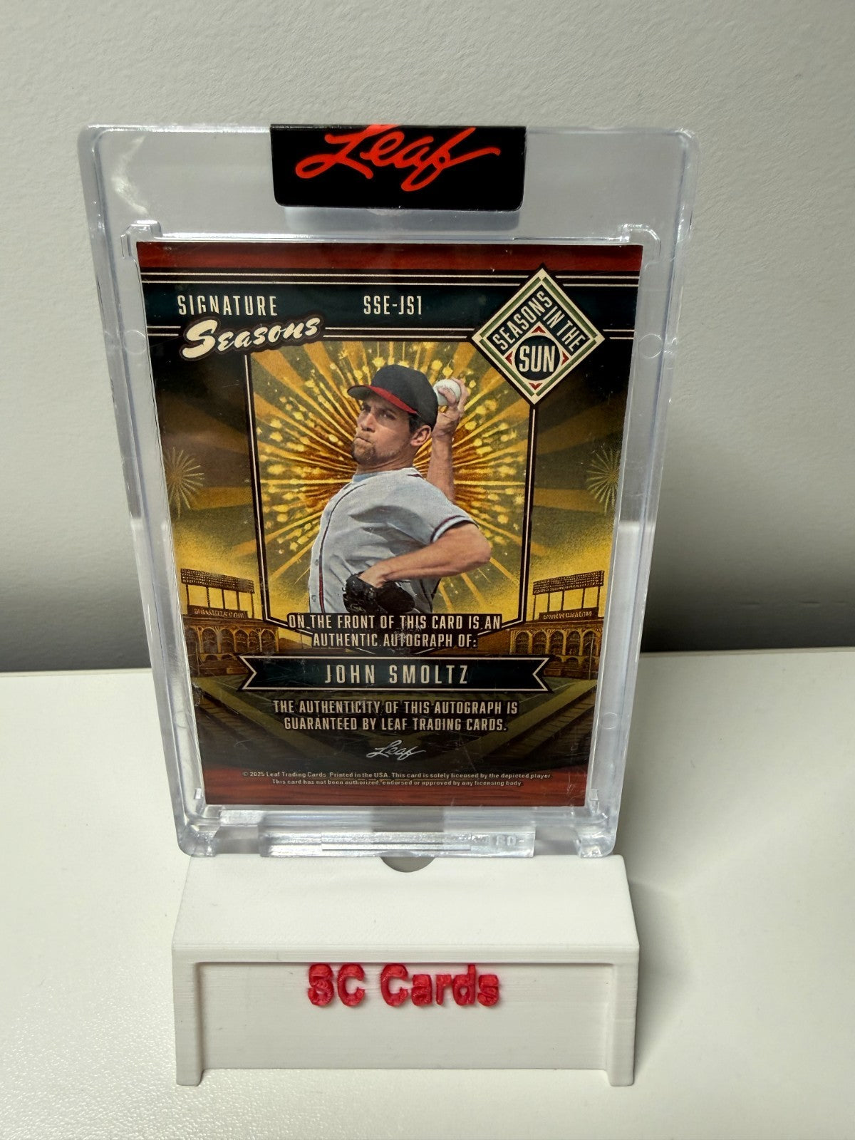 John Smoltz 2025 Leaf Seasons In The Sun Signature Seasons 1996 Auto /8 #SSE-JS1