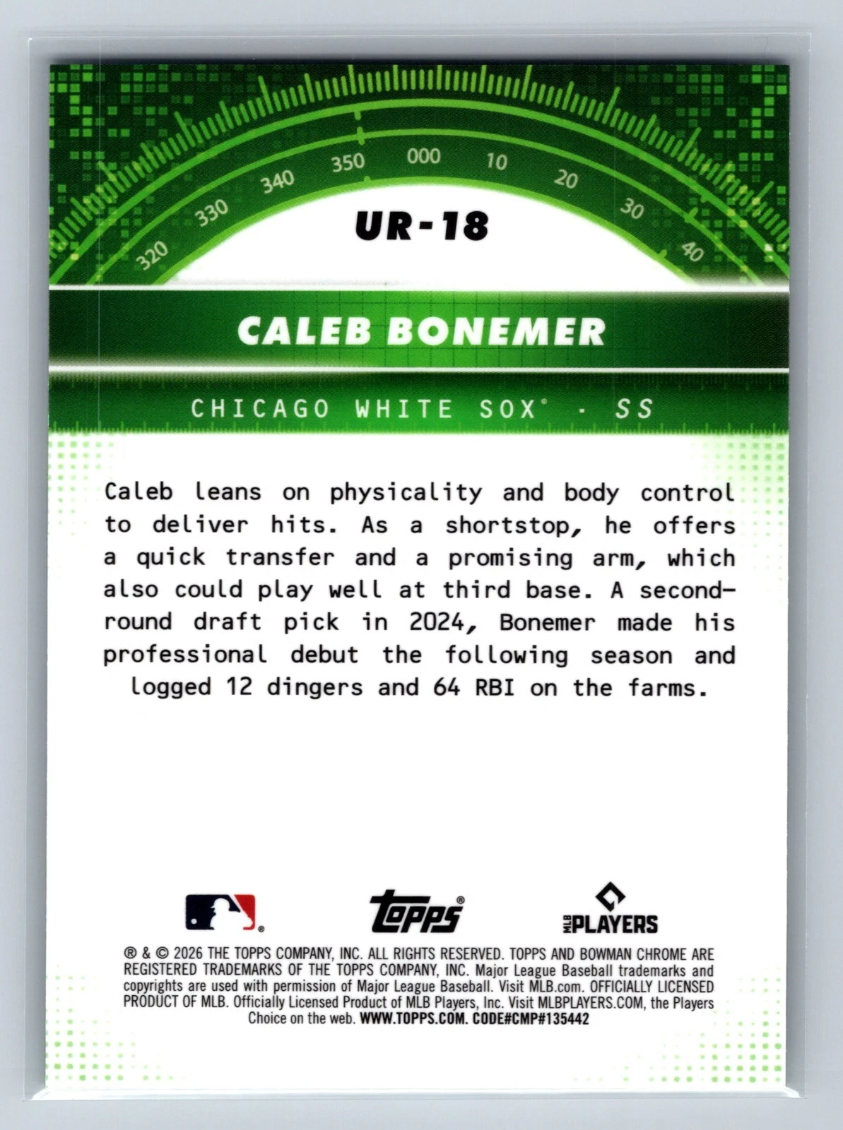 Caleb Bonemer 2026 Bowman Under the Radar Mini Diamond Reractor /150 #UR-18