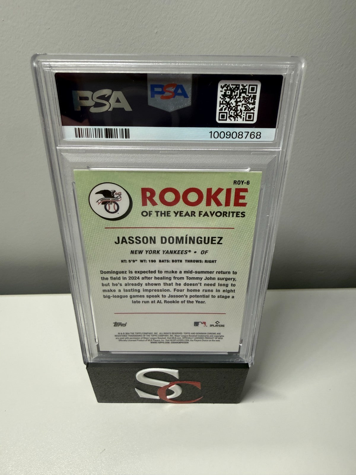 Jasson Dominguez 2024 Bowman Mega Box Rookie of the Year Orange RC /25 PSA 9