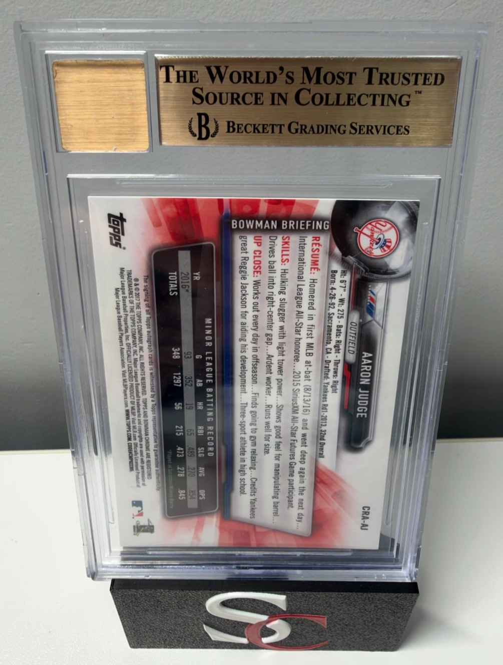 Aaron Judge 2017 Bowman Chrome RC Auto #CRA-AJ Yankees BGS 9.5 GEM MINT
