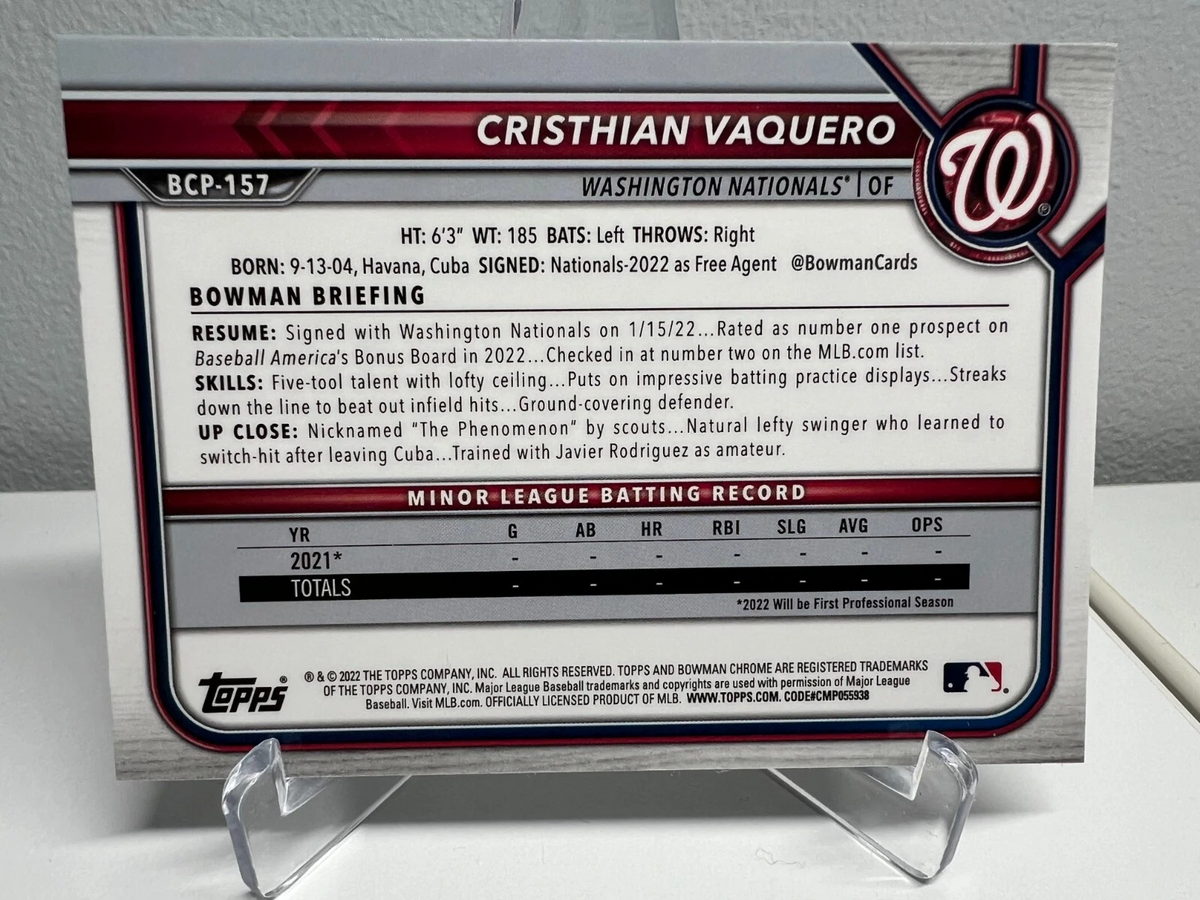 Cristhian Vaquero 2022 Bowman Chrome 1st Mega Mojo Refractor #BCP-157 Nationals