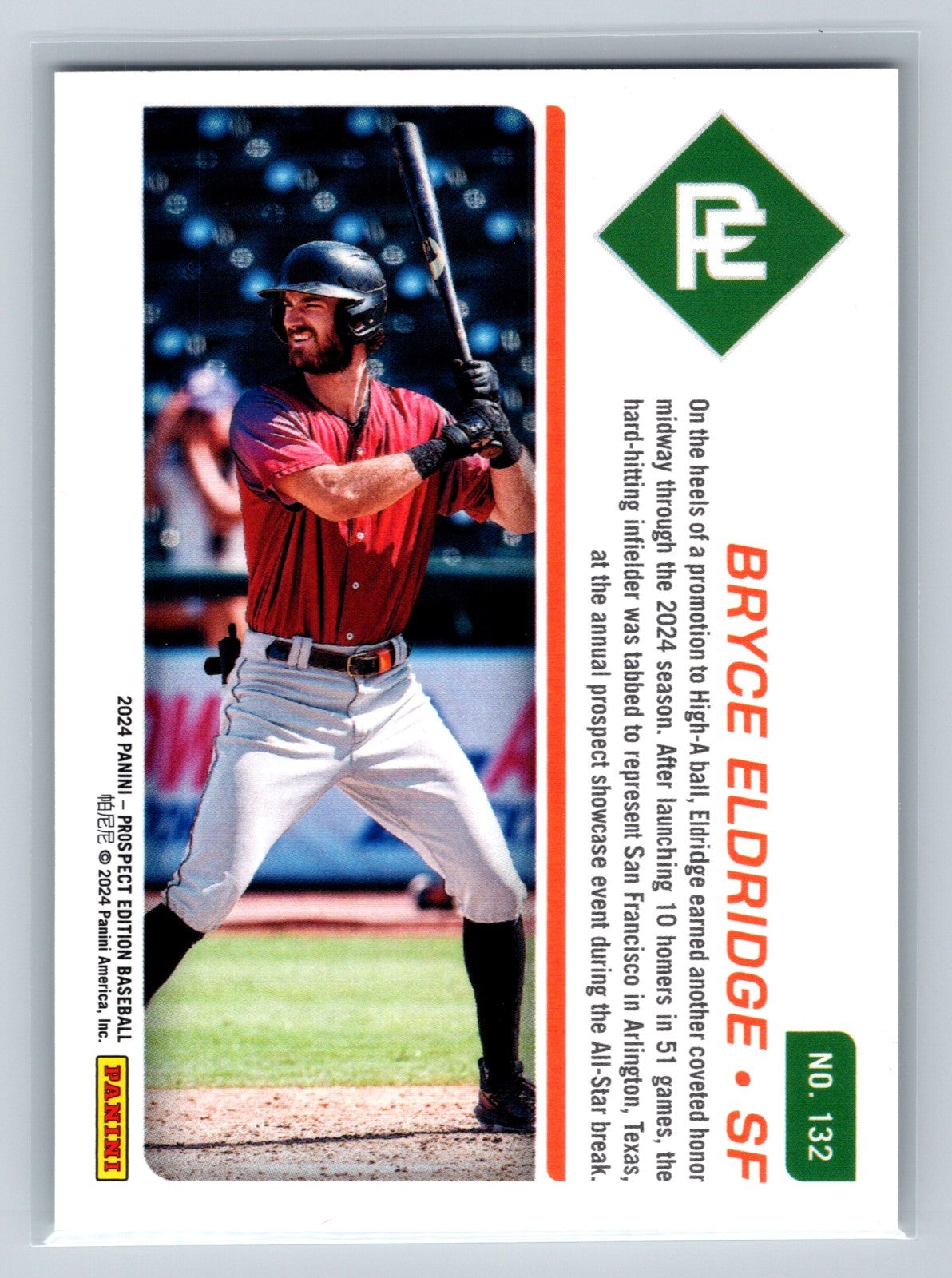 Bryce Eldridge 2024 Panini Prospect Edition Prospect Ticket Teal /49 #132 Giants