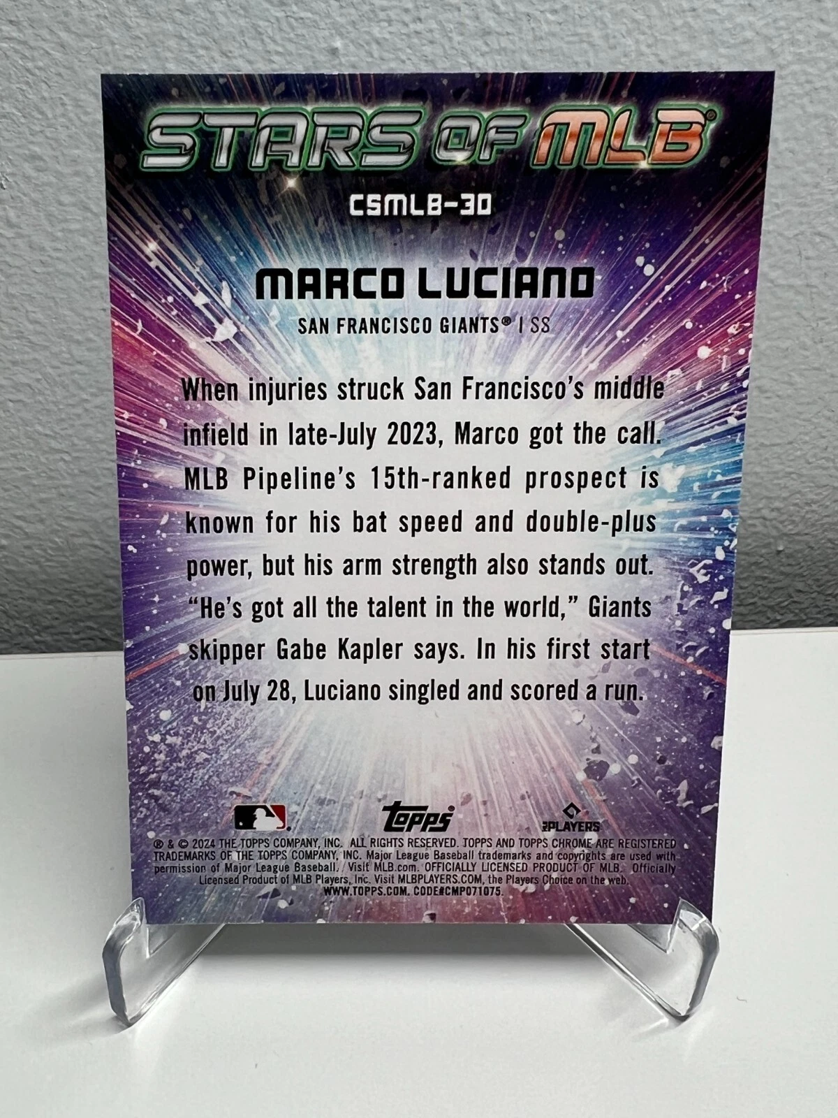 Marco Luciano 2024 Topps Series 1 Stars of MLB RC #SMLB-30 Giants