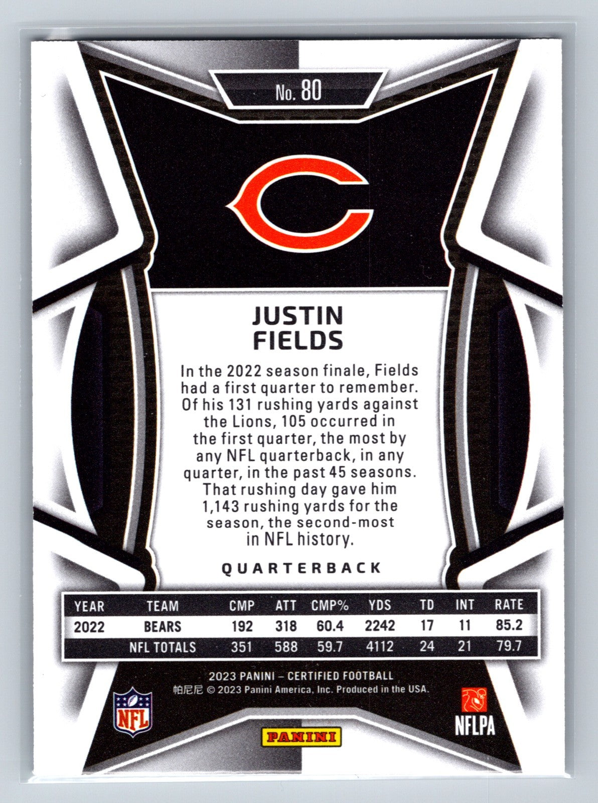 Justin Fields 2023 Panini Certified Mirror Bronze /275 #80 Bears