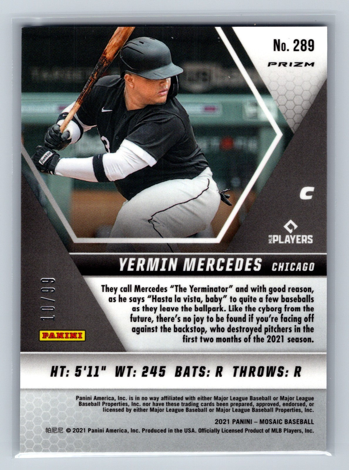 Yermin Mercedes 2021 Panini Mosaic Blue RC /99 #289 White Sox