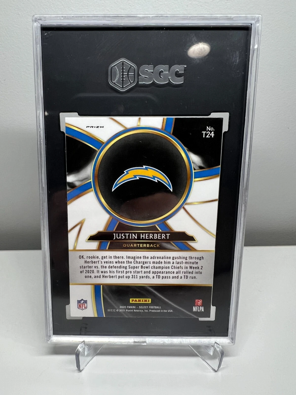 Justin Herbert 2020 Panini Select Rookie Turbocharged Silver Prizm SGC 10