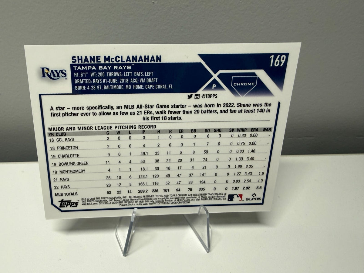 Shane McClanahan 2023 Topps Chrome Logofractor Purple Refractor /250 #169 Rays