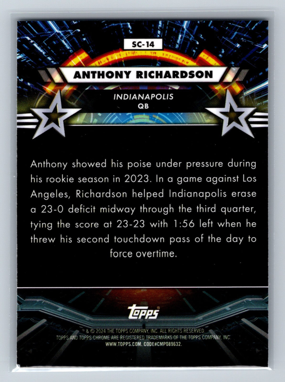 Anthony Richardson 2024 Topps Chrome Star Command #SC-14 Colts