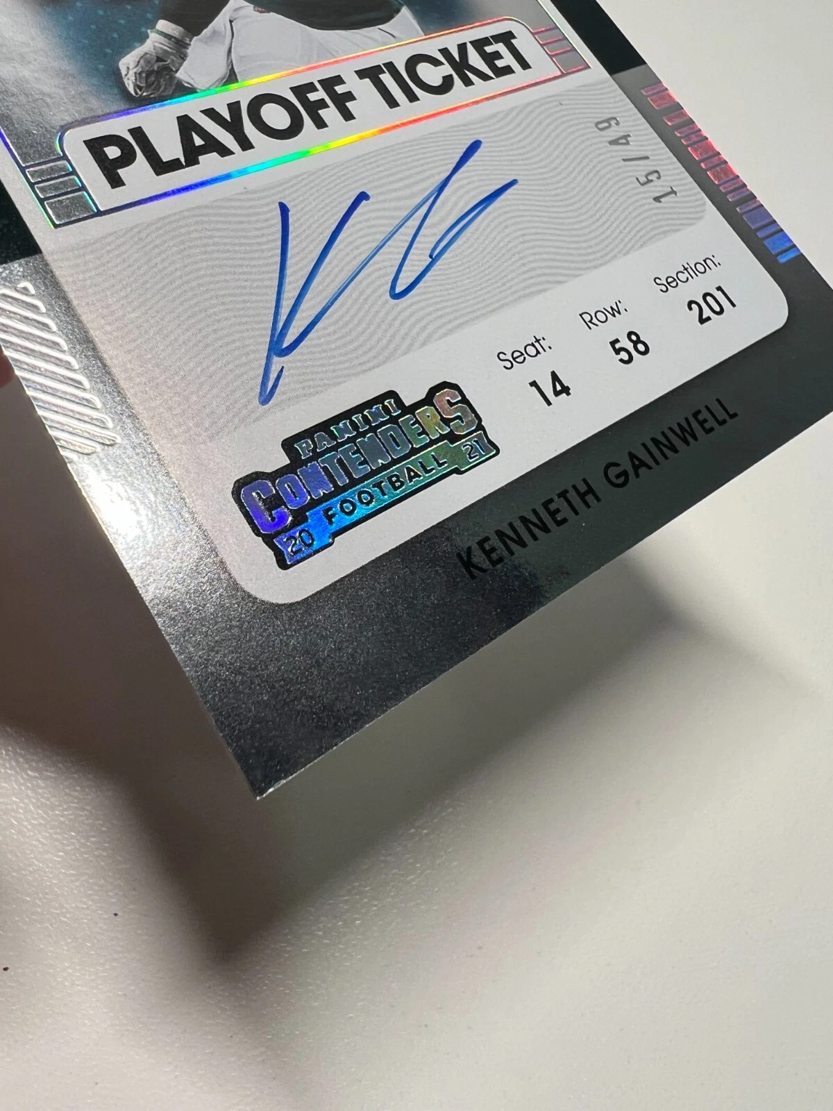 Kenneth Gainwell 2021 Panini Contenders Playoff Ticket Auto RC /49 #139 Eagles