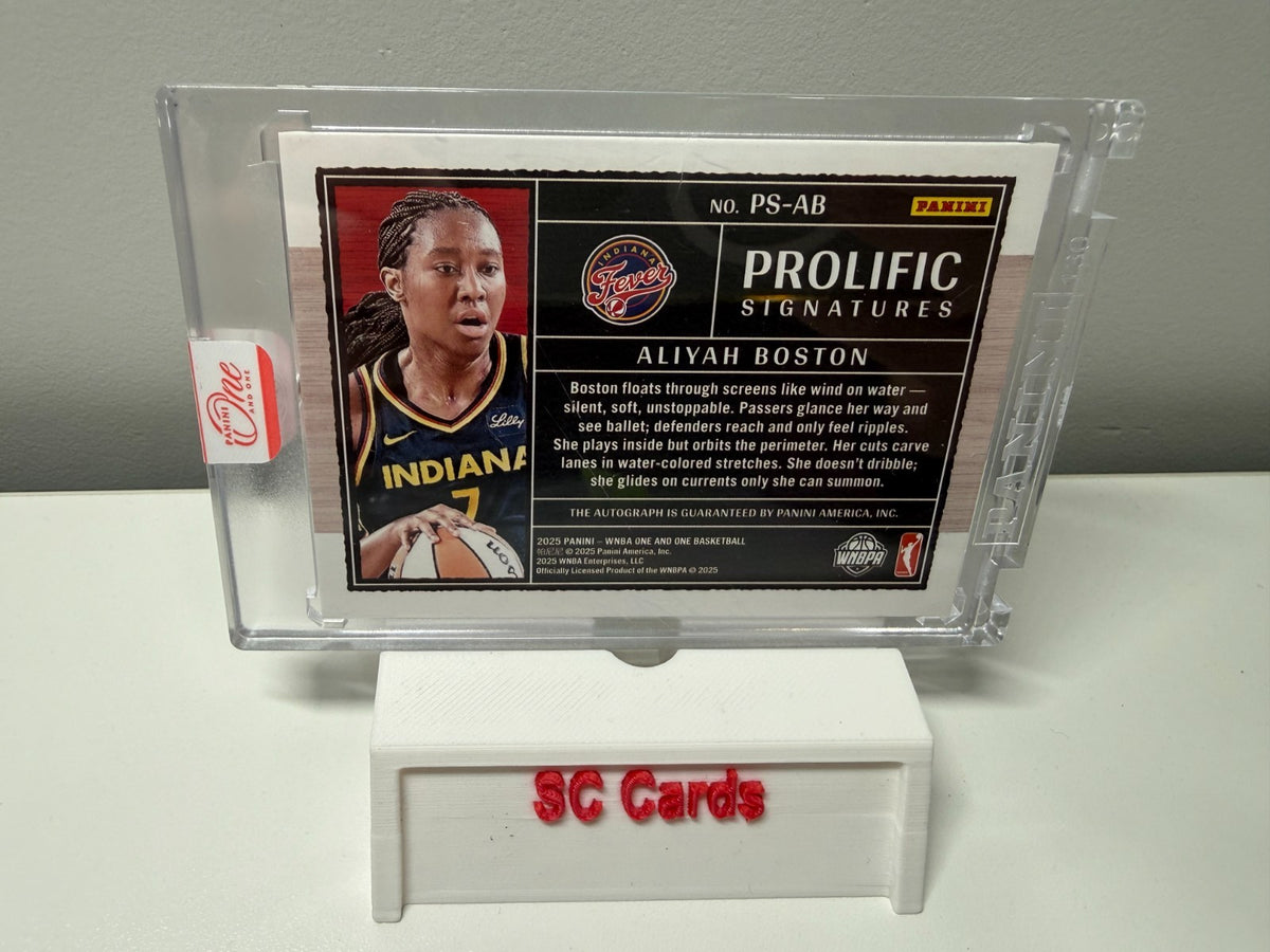 Aliyah Boston 2025 Panini One and One WNBA Prolific Signatures Auto /99 #PS-AB