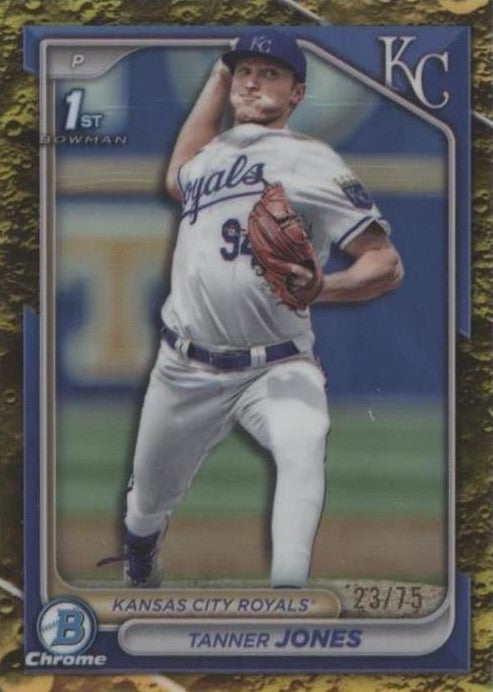 Tanner Jones 2024 Bowman Draft Chrome 1st Yellow Lunar Refractor /75 #BDC-195