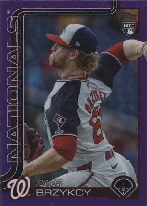 Zach Brzykcy 2025 Topps Series 2 Purple Rainbow Foilboard RC /250 #411 Nationals