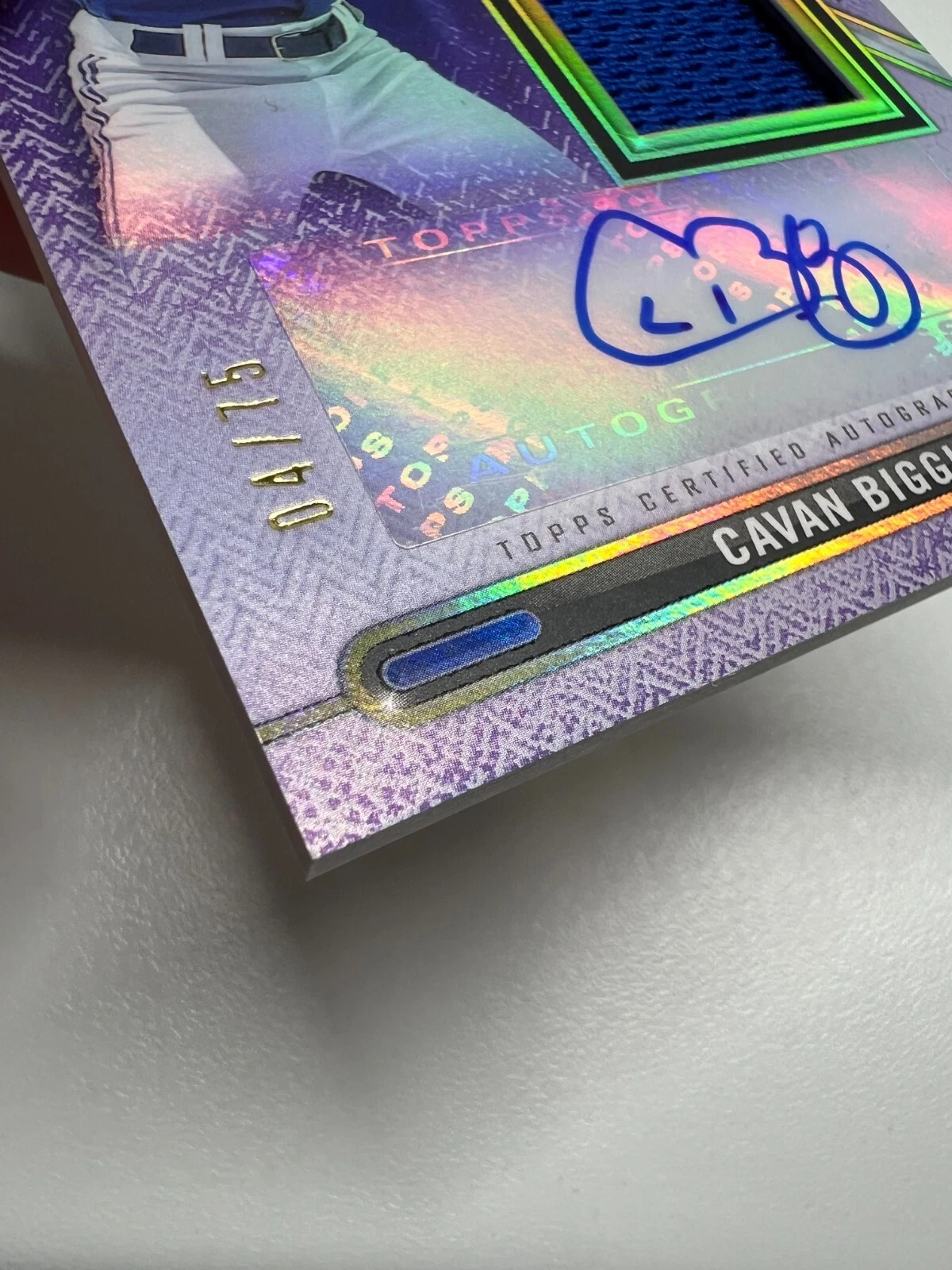Cavan Biggio 2021 Triple Threads Single Jumbo Relic Auto /75 #ASJR-CB Blue Jays