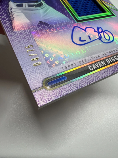 Cavan Biggio 2021 Triple Threads Single Jumbo Relic Auto /75 #ASJR-CB Blue Jays
