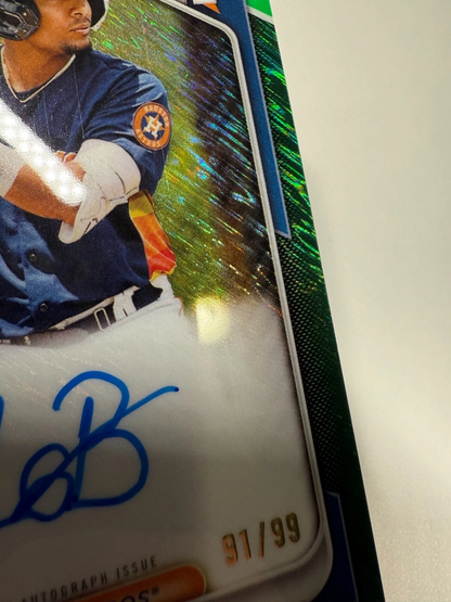 Luis Baez 2024 Bowman Chrome 1st Green Shimmer Refractor Auto /99 #CPA-LB Astros
