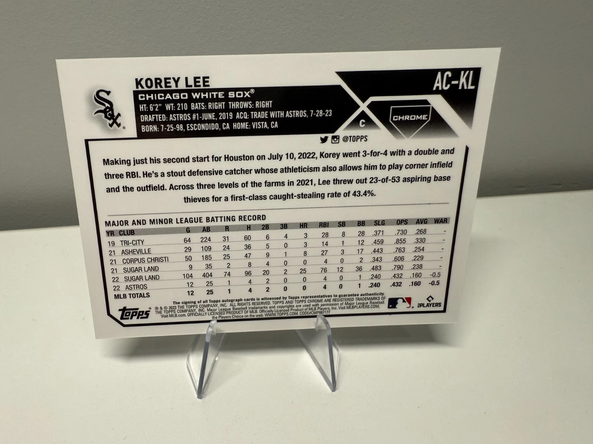 Korey Lee 2023 Topps Chrome Update Black & White Mini Diamond Refractor Auto RC