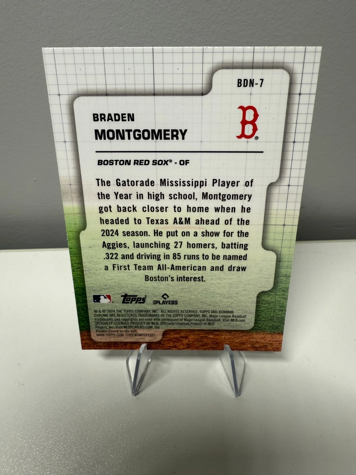 Braden Montgomery 2024 Bowman Chrome Draft Night #BDN-7 Red Sox