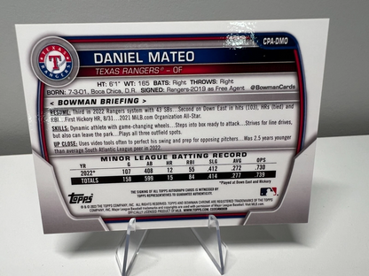 Daniel Mateo 2023 Bowman Chrome 1st Auto #CPA-DMO Rangers