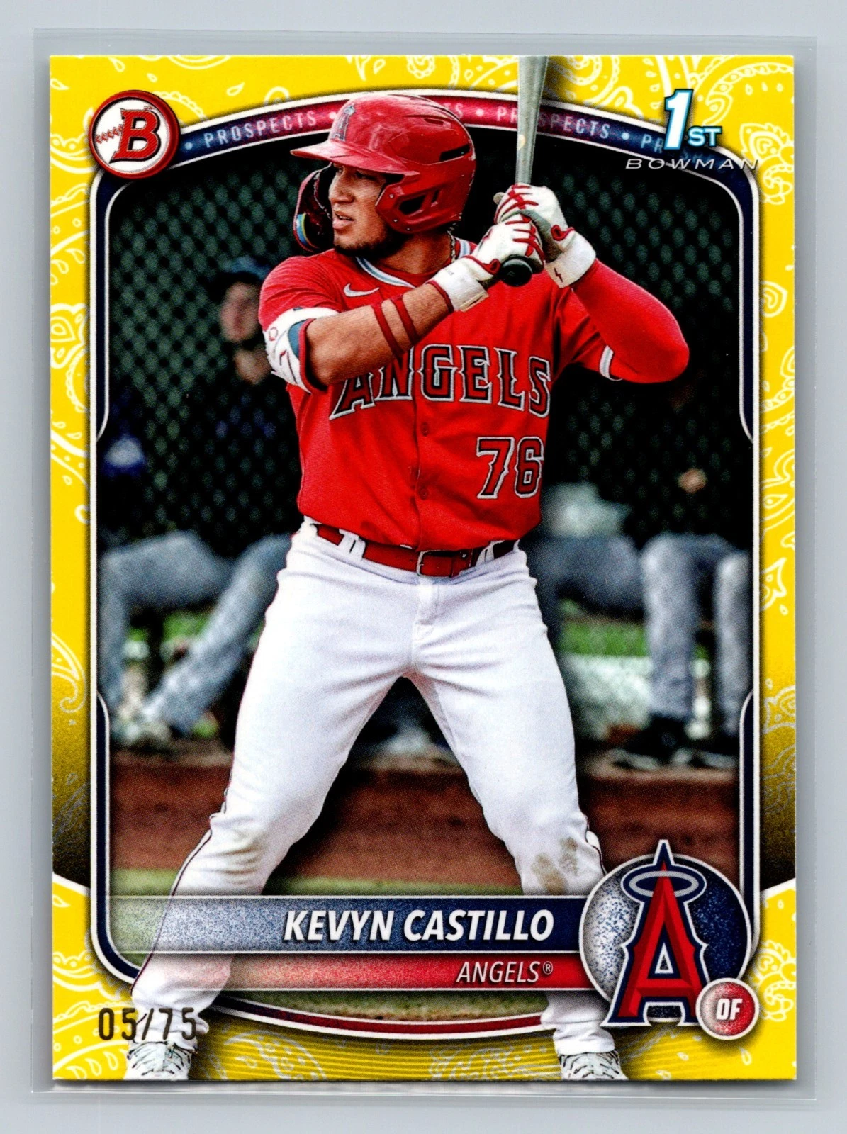 Kevyn Castillo 2025 Bowman 1st Paper Yellow Pattern /75 #BP-82 Angels
