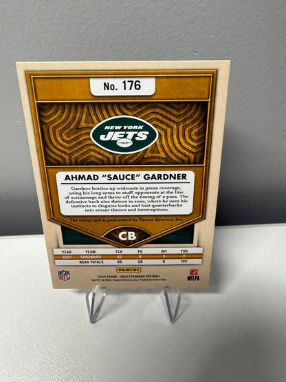 Ahmad Sauce Gardner 2022 Panini Gold Standard Auto RC /49 #176 Jets