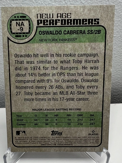 Oswaldo Cabrera 2023 Topps Heritage New Age Performers RC #NA-9 Yankees