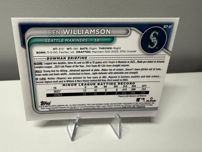 Ben Williamson 2024 Bowman Chrome 1st Saphhire Yellow Refractor /75 #BCP-67