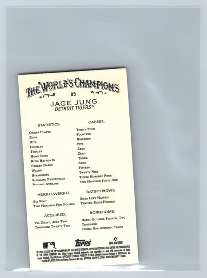 Jace Jung 2025 Topps Allen & Ginter Mini Framed RC #85 Tigers