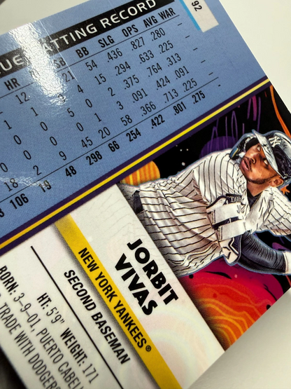 Jorbit Vivas 2025 Topps Chrome Cosmic Red Flare Refractor RC /5 #92 Yankees