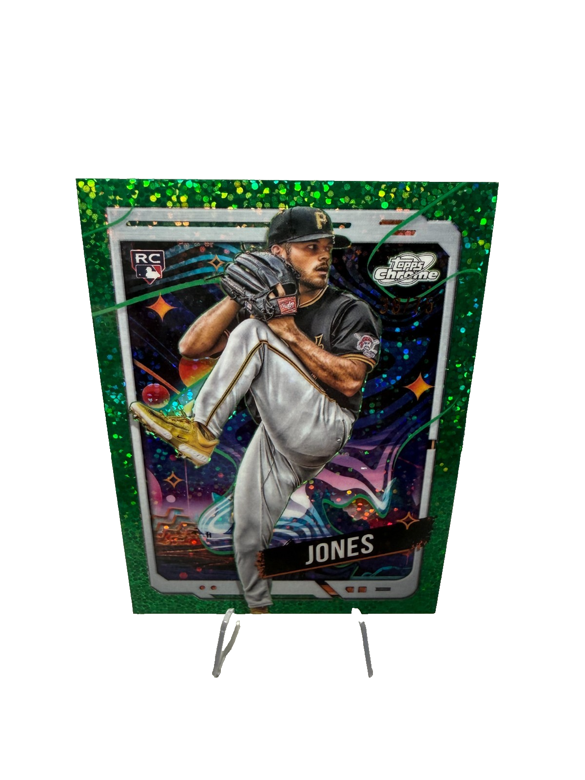Jared Jones 2024 Topps Cosmic Chrome Green Space Dust Refractor RC /75 #163
