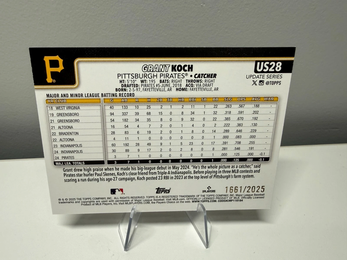 Grant Koch 2025 Topps Update Series Gold RC /2025 #US28 Pirates