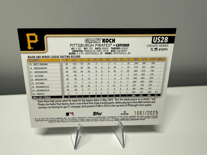 Grant Koch 2025 Topps Update Series Gold RC /2025 #US28 Pirates