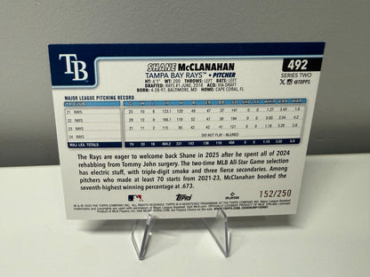Shane McClanahan 2025 Topps Series 2 Purple Rainbow Foil /250 #492 Rays