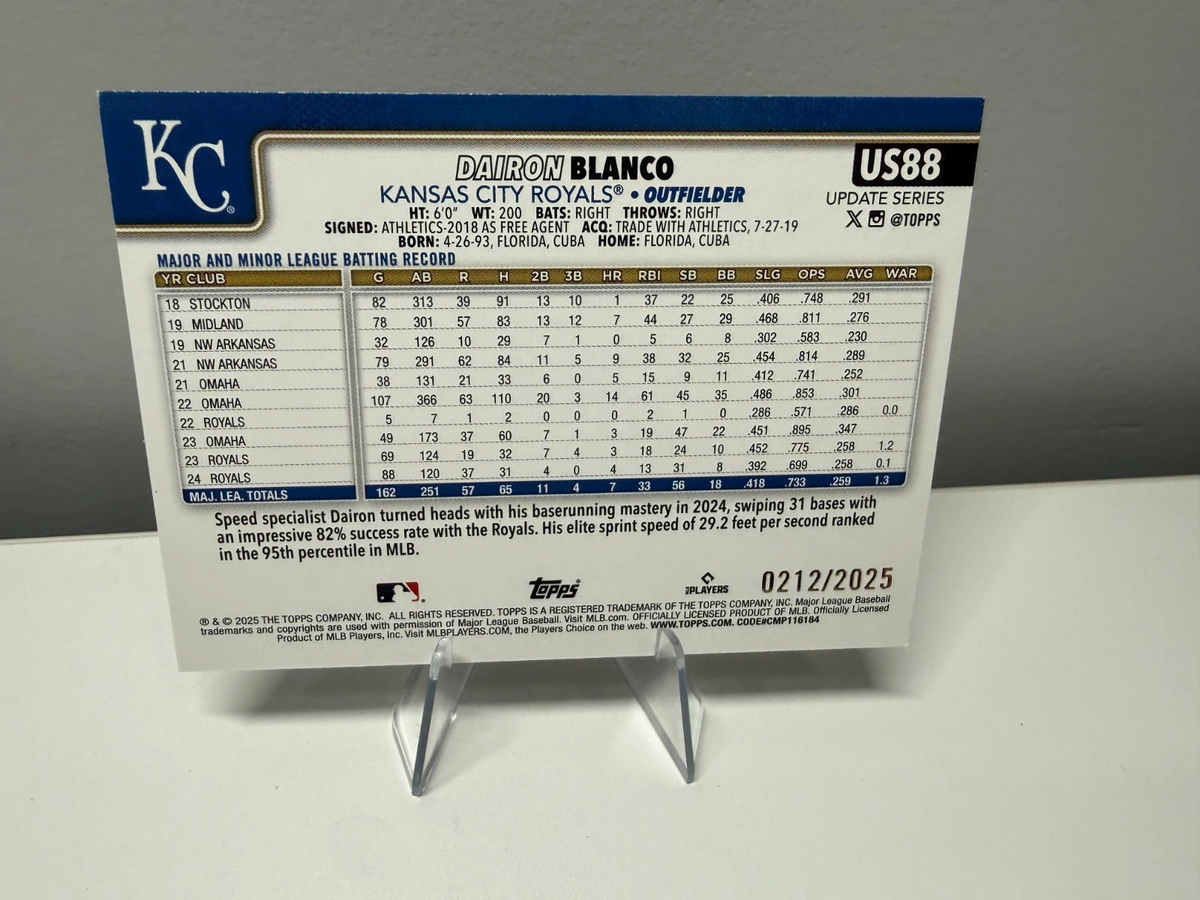 Dairon Blanco 2025 Topps Update Series Gold /2025 #US88 Royals