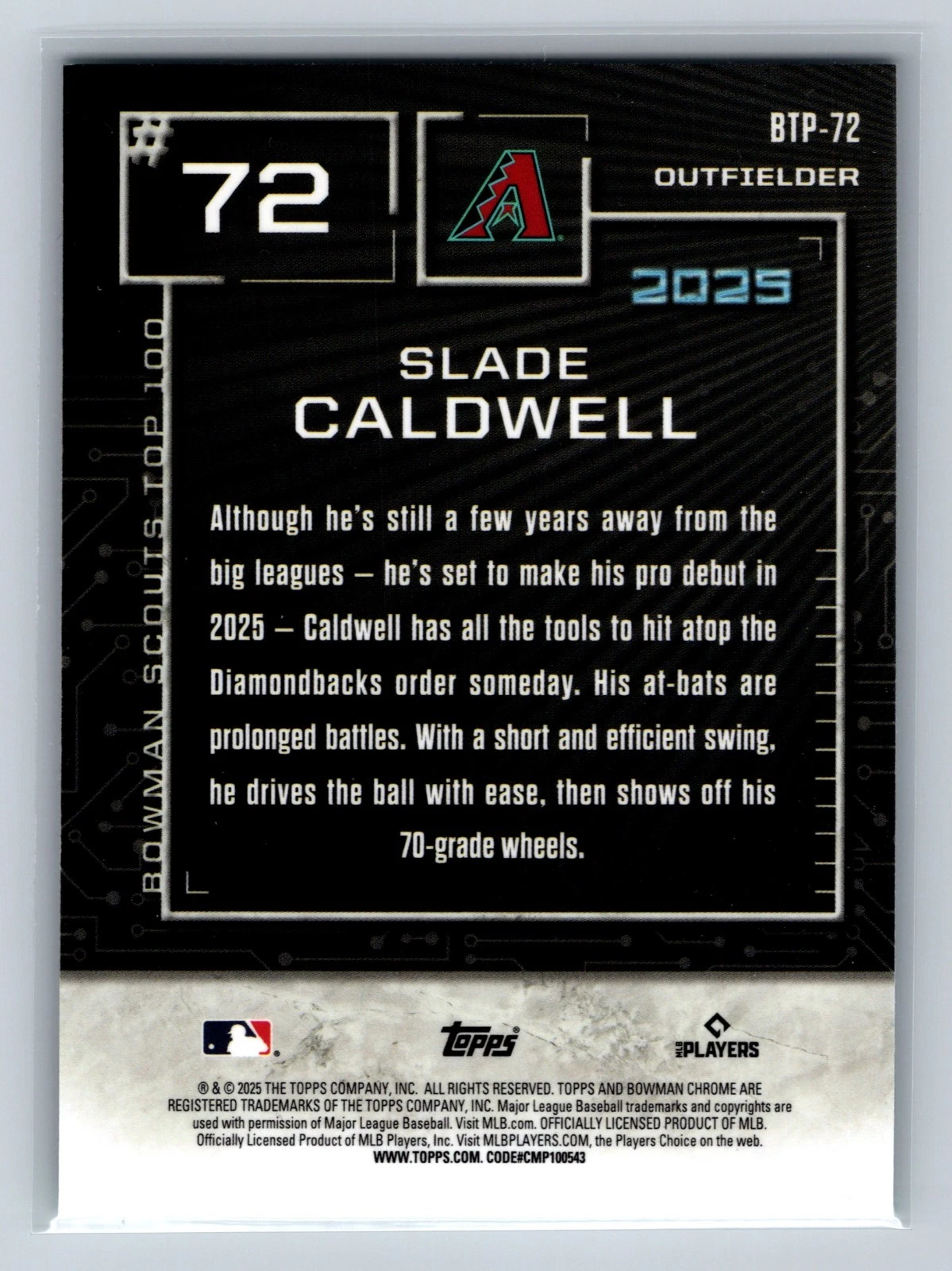 Slade Caldwell 2025 Bowman Scouts Top 100 Aqua Refractor /125 #BTP-72