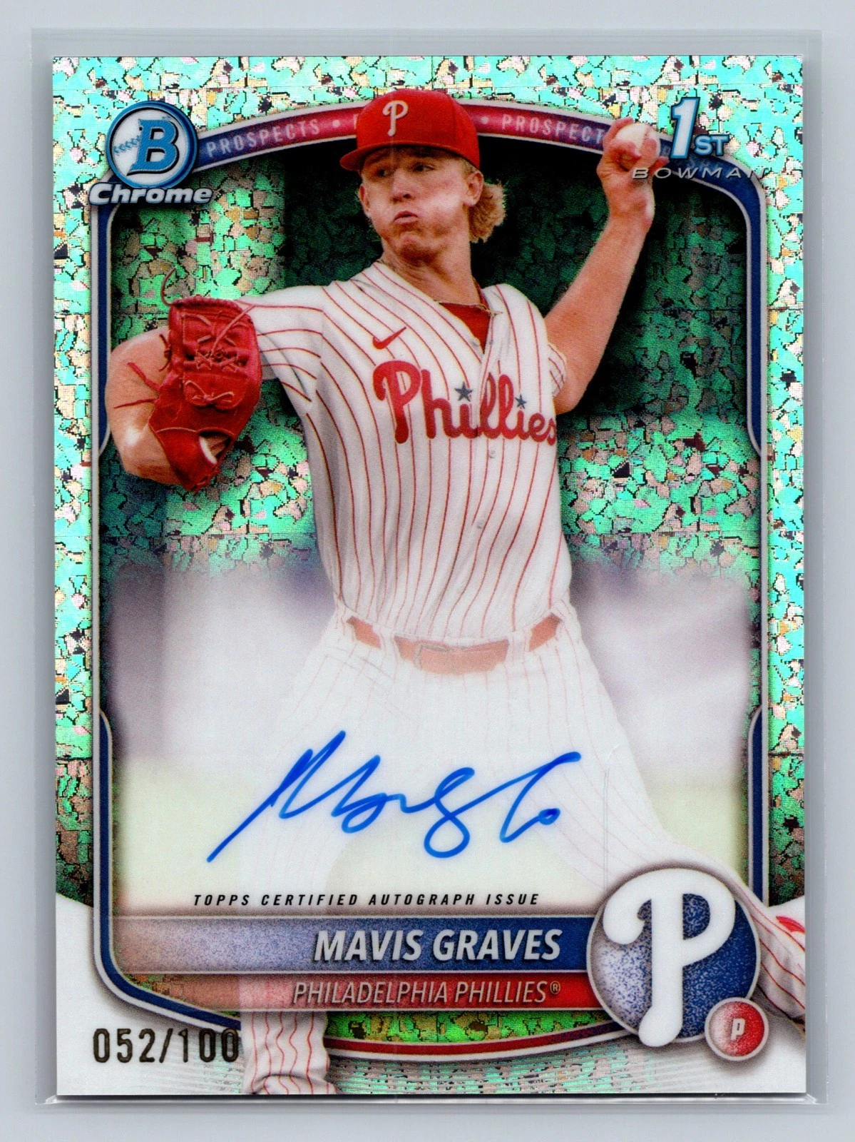 Mavis Graves 2025 Bowman Chrome 1st Mini Diamond Refractor Auto /100 #CPA-MG