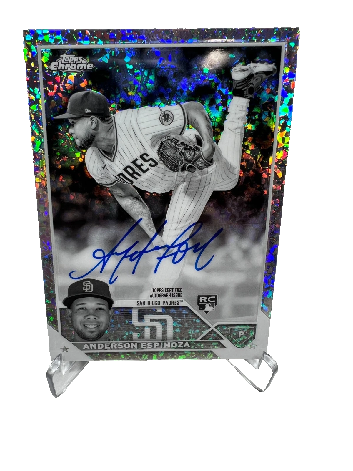 Anderson Espinoza 2023 Topps Chrome B&W Mini Diamond Refractor Auto RC #RA-AE