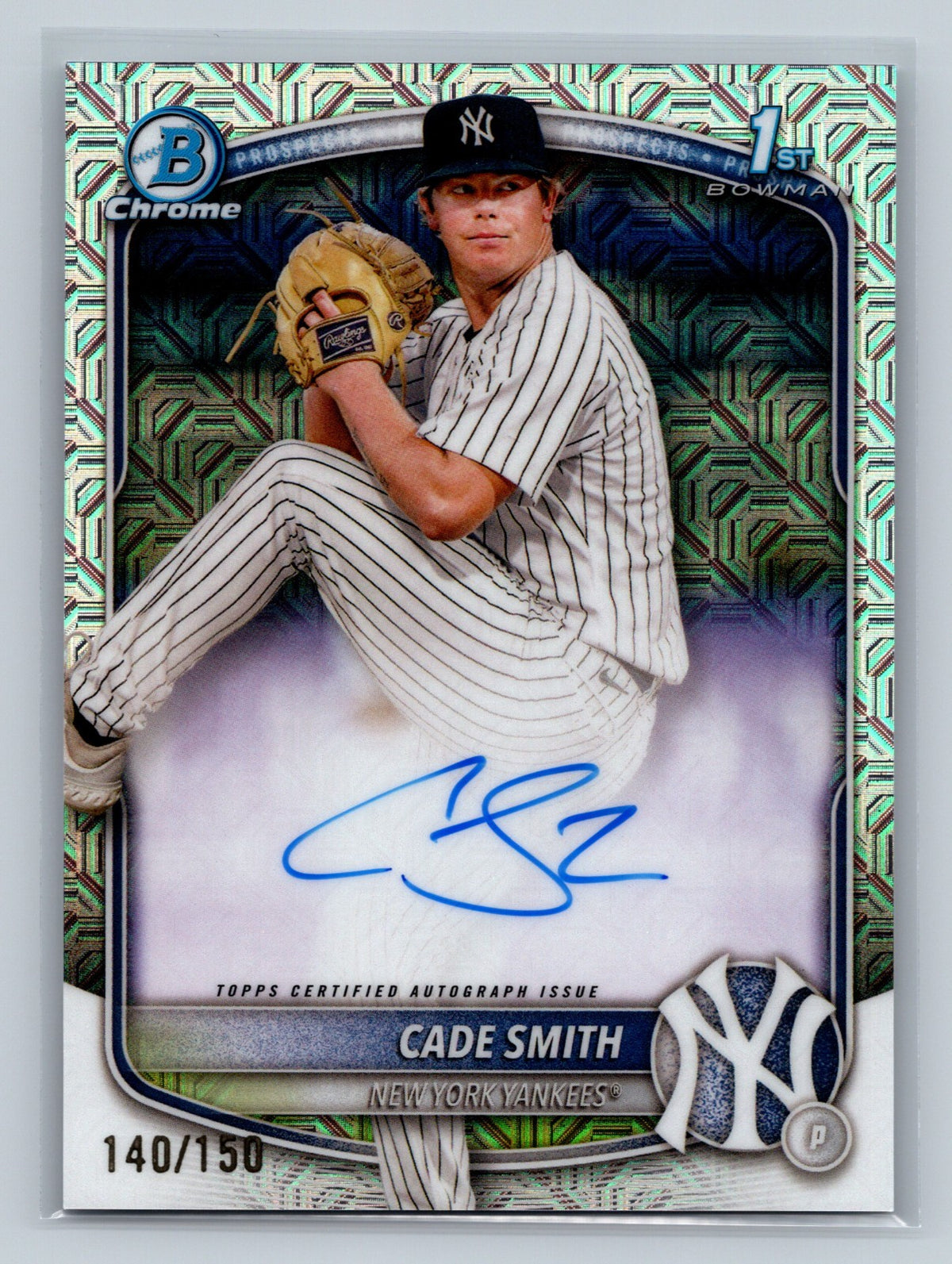 Cade Smith 2025 Bowman Chrome 1st HTA Choice Refractor Auto /150 #CPA-CS Yankees