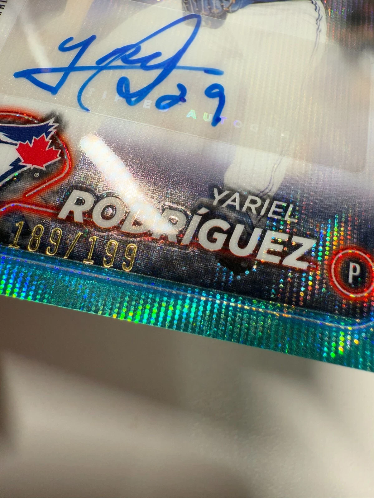 Yariel Rodriguez 2024 Topps Chrome Update Aqua Wave Auto RC /199 #AC-YR Blue Jay