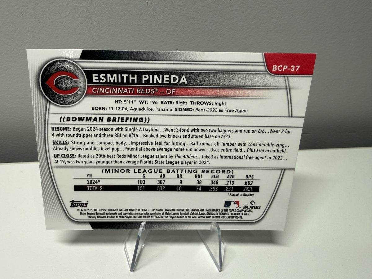 Esmith Pineda 2025 Bowman Chrome 1st Fuchsia Wave Refractor /199 #BCP-37 Reds