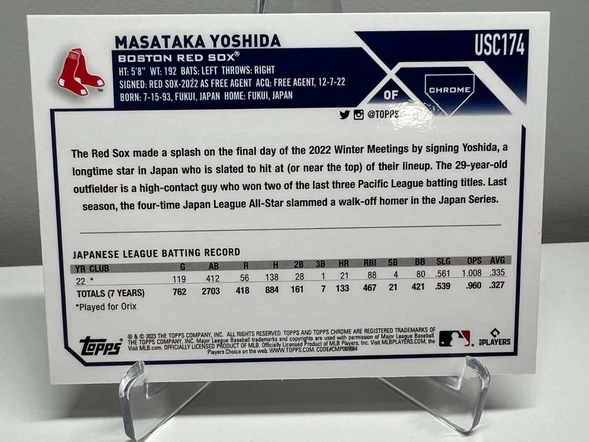 Masataka Yoshida 2023 Topps Chrome Update Refractor Variation RC #USC174 Red Sox