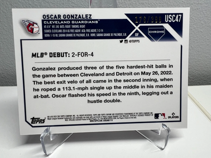 Oscar Gonzalez 2023 Topps Chrome Update Debut Pink Refractor RC /399 #USC47