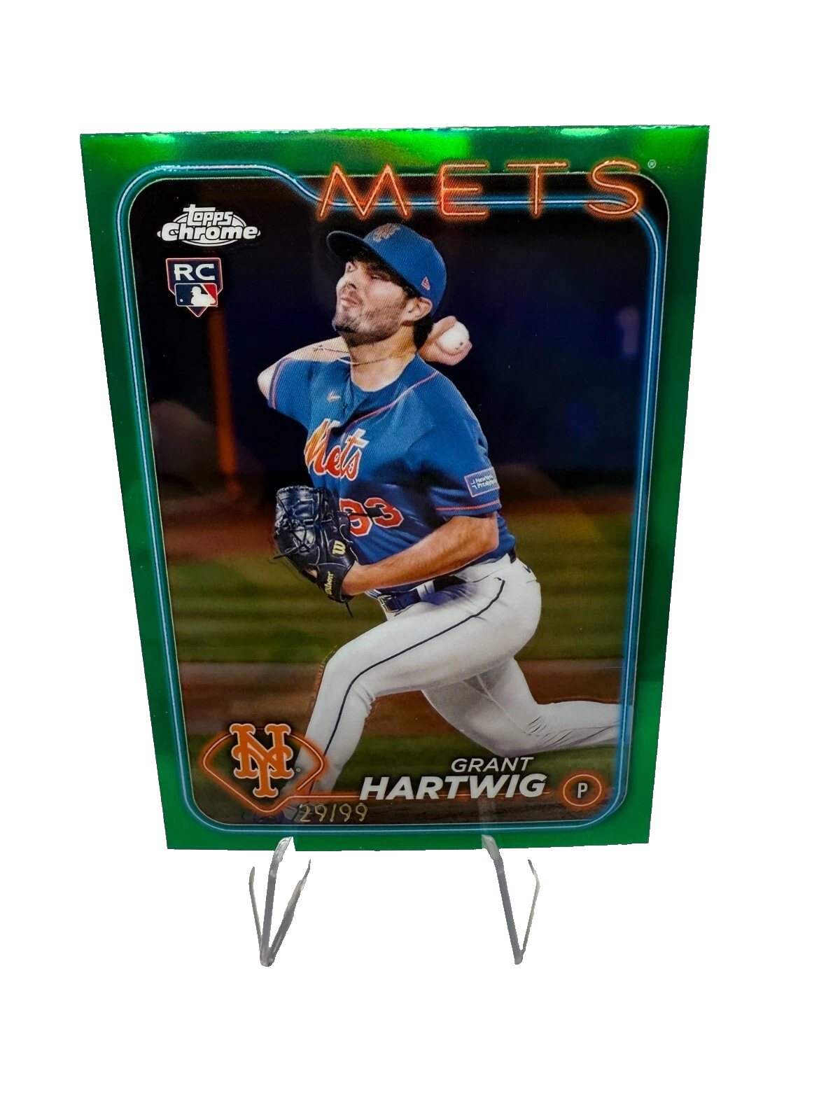 Grant Hartwig 2024 Topps Chrome Green Refractor RC /99 #45 Mets