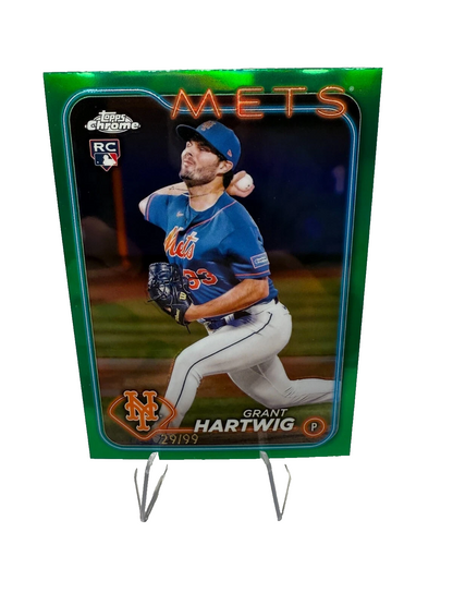 Grant Hartwig 2024 Topps Chrome Green Refractor RC /99 #45 Mets