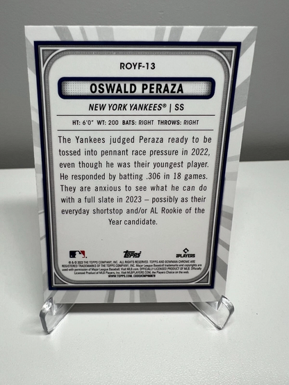 Oswald Peraza 2023 Bowman Chrome Rookie of the Year Favorites Mojo RC #ROYF-13