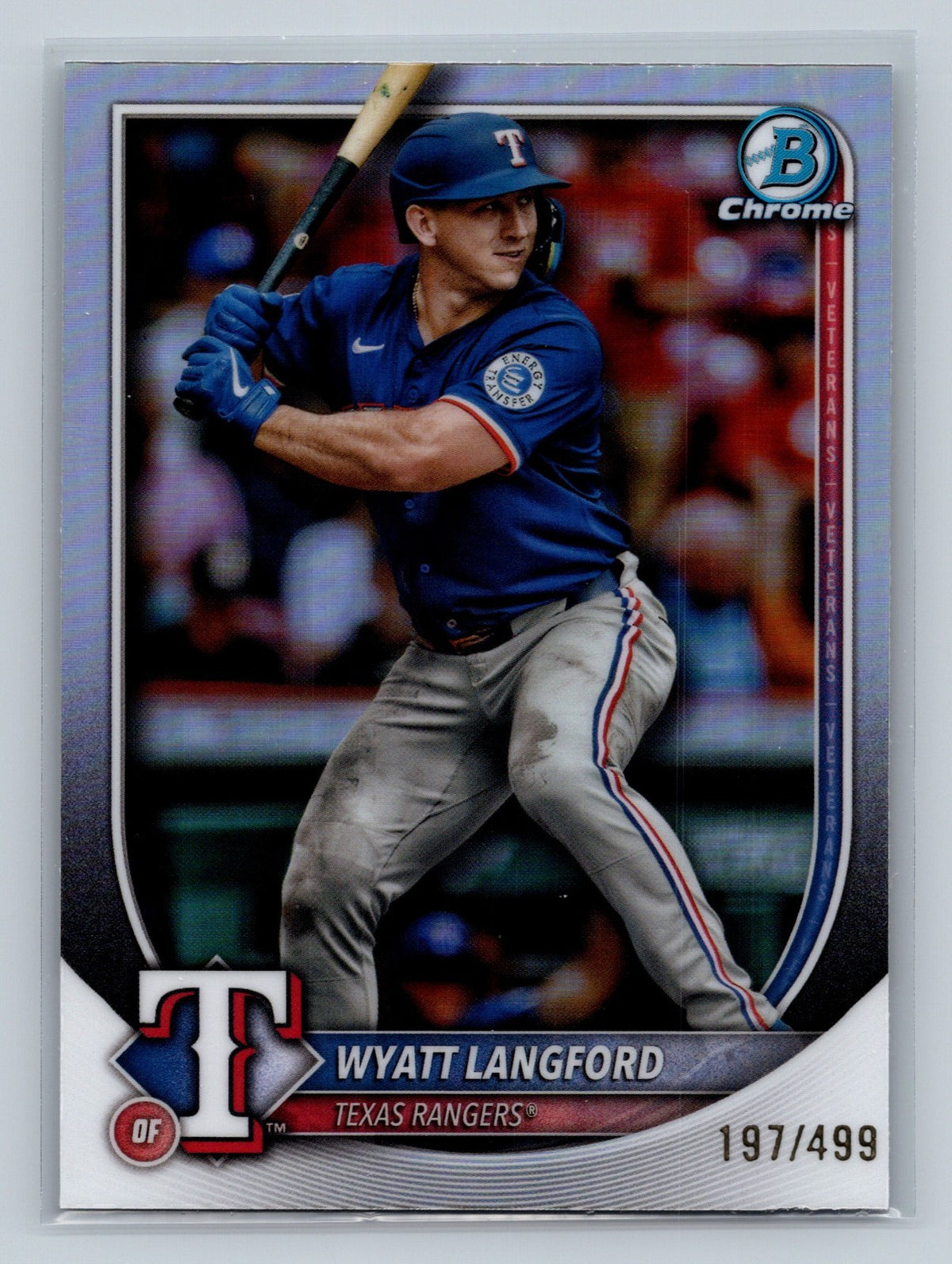 Wyatt Langford 2025 Bowman Chrome Refractor /499 #36 Rangers