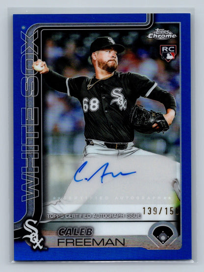 Caleb Freeman 2025 Topps Chrome Update Blue Refractor Auto RC /150 #AC-CF